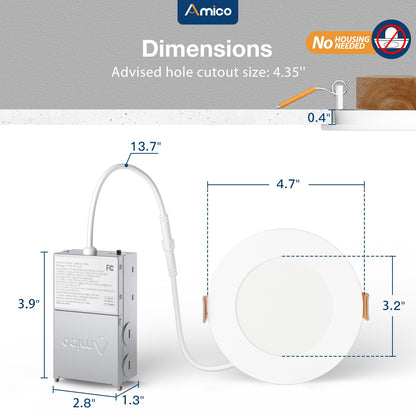 Amico 24 Pack Dimmable LED Recessed Lights