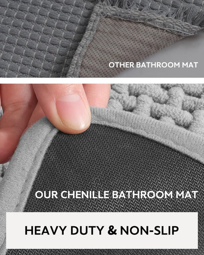 Chenille Bath Mat Non Slip Quick Dry 17"x24"