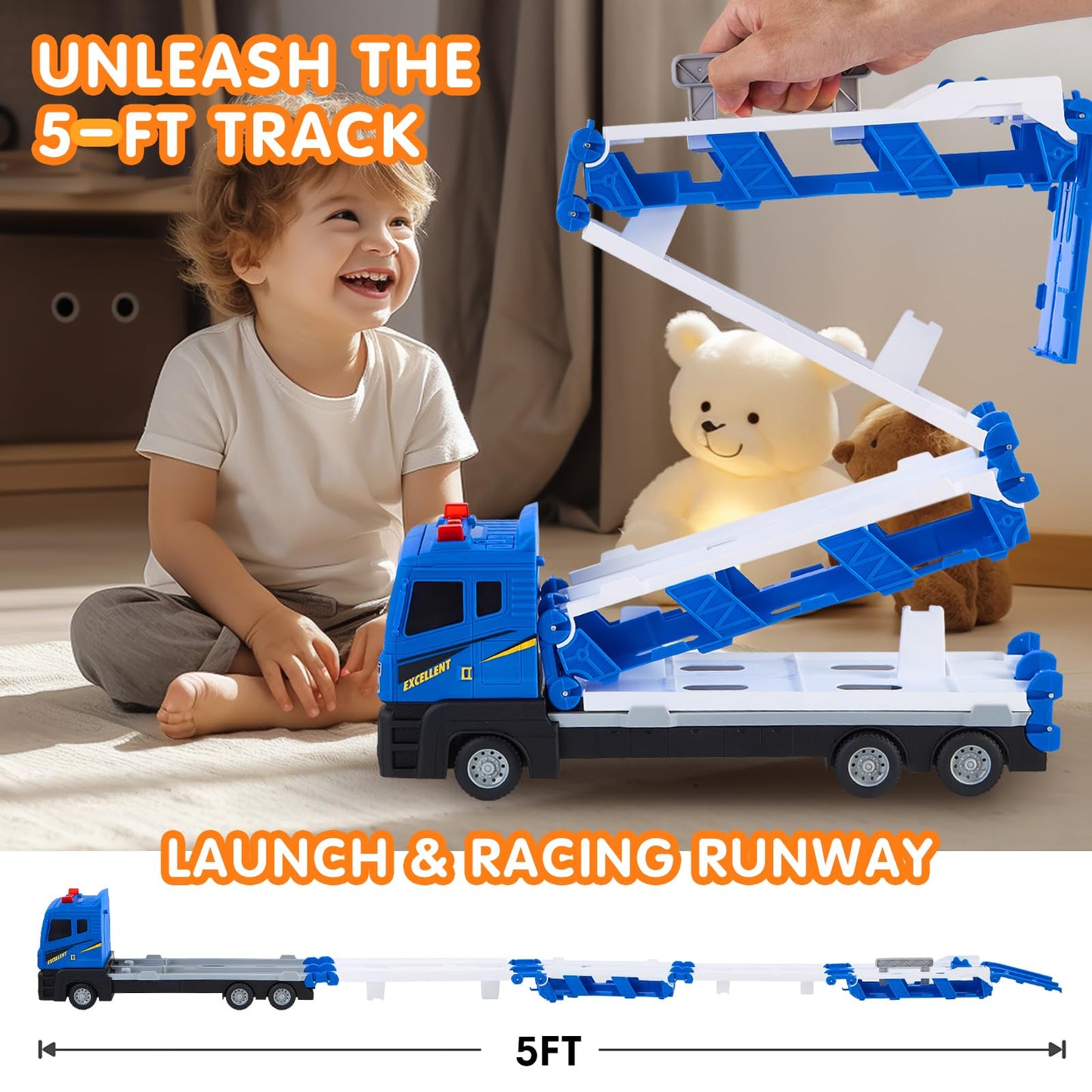 Transformable Truck Race Track Toy Set for Kids