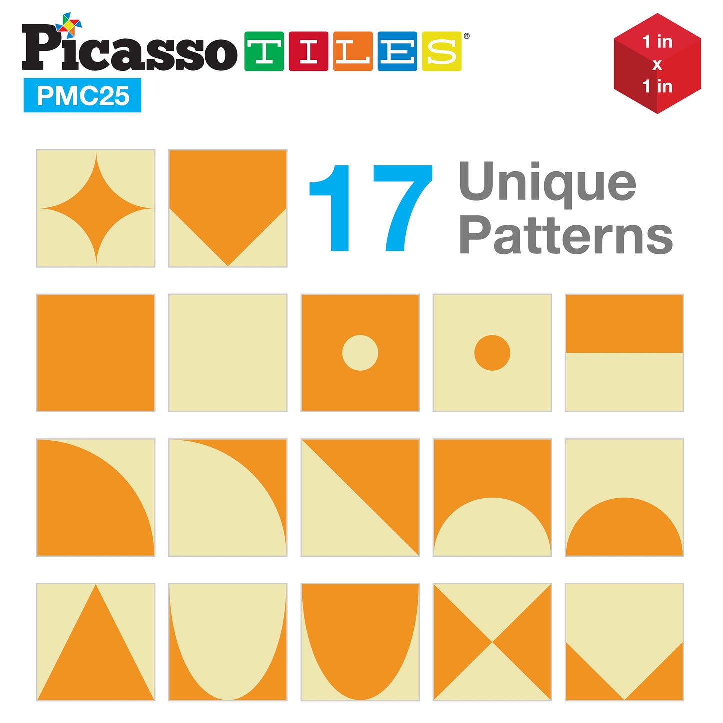Picasso Cubes 25 Piece Magnetic Puzzle Game Magic Cube Puzzles Brain Teaser Set Kids Toy Magnet Pattern Block Matching Toys with Free Ideabook 150+ Inspirations Included STEM Learning Early Education