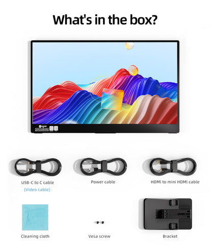 Ingnok Portable Monitor 15.6'' FHD IPS Display, A+Screen USB C HDMI Travel Monitor, Portable Screen for Laptop Mac PC Phone Xbox PS4/5 Switch