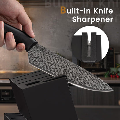 15-Piece Knife Set with Built-in Sharpener Block