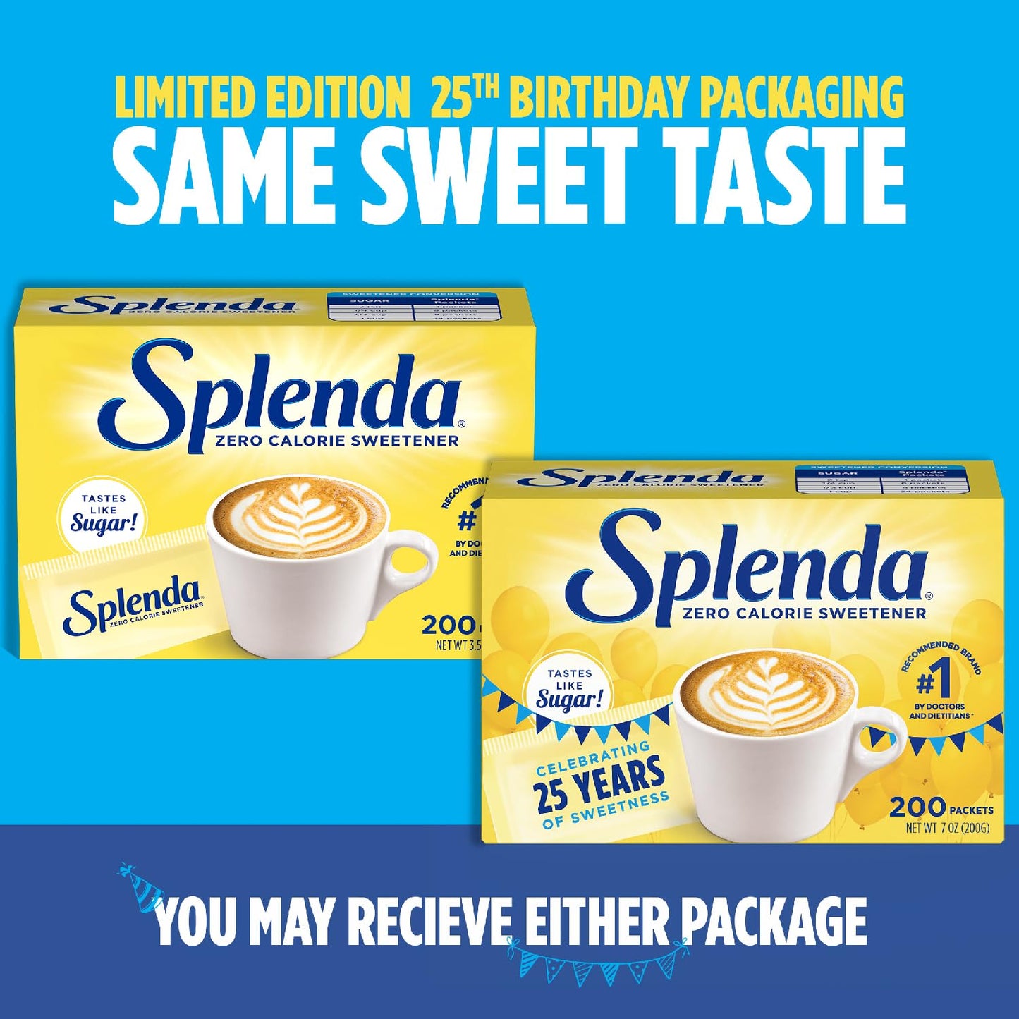 SPLENDA Zero Calorie Sweetener Packets, 200 Count