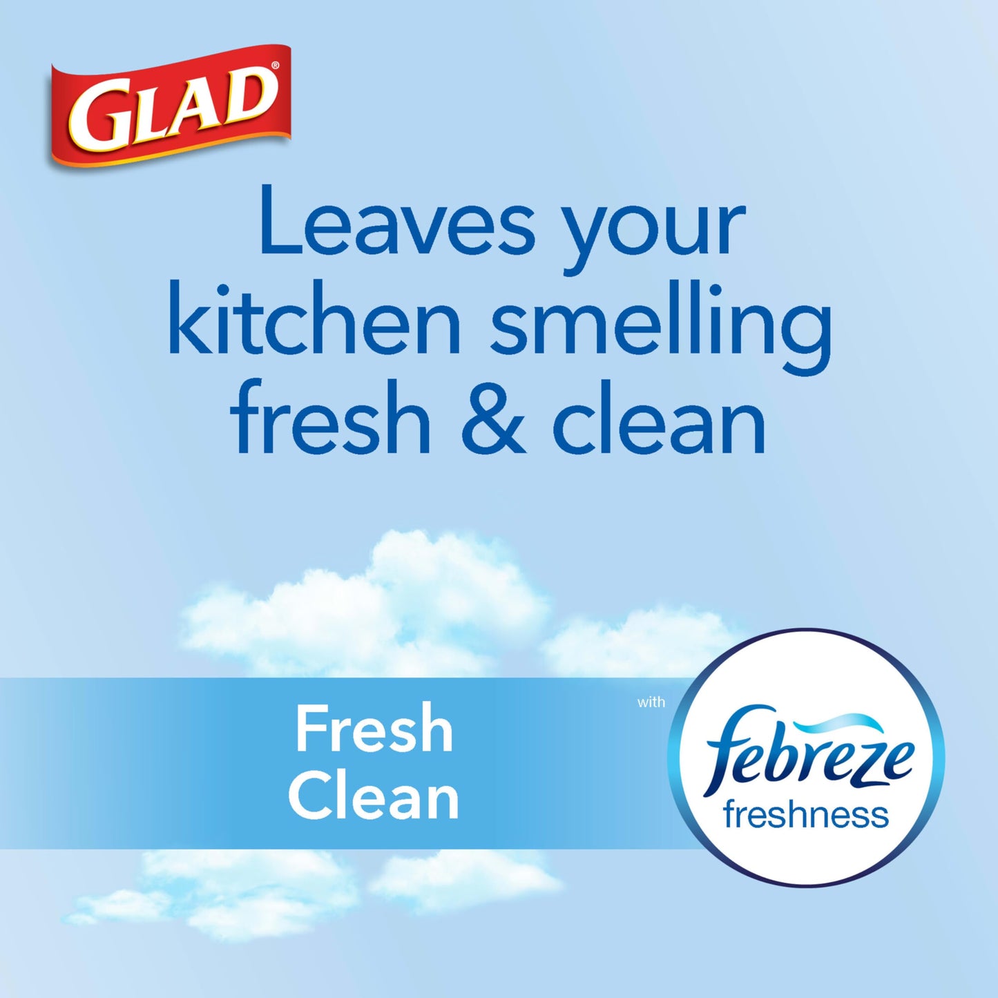 Glad Tall Kitchen Drawstring Trash Bags - Odorshield 13 Gallon White Trash Bag, Febreze Fresh Clean, 110 Count