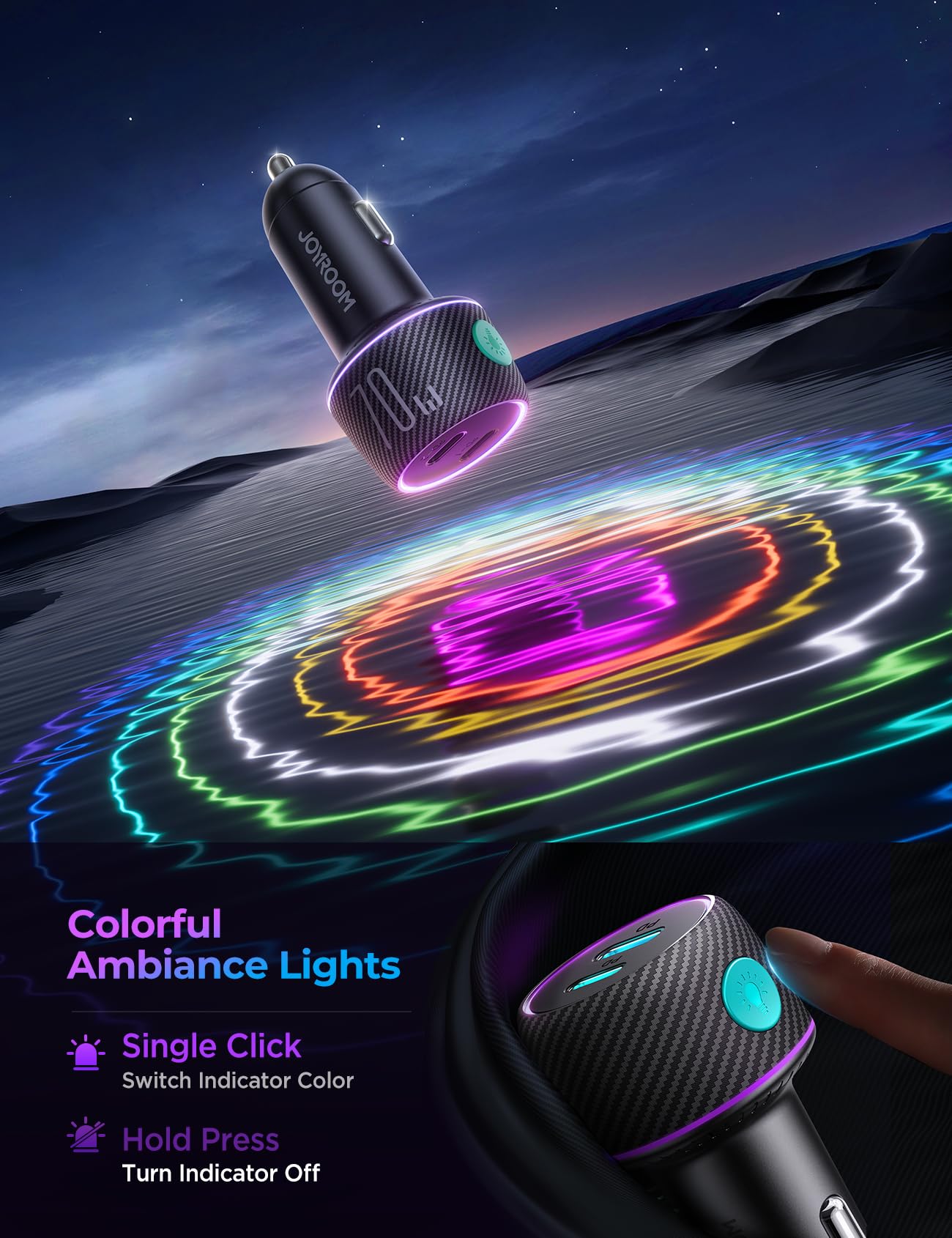 JOYROOM 70W USB C Car Charger with Cable
