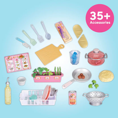 Disney Princess Style Collection Fresh Prep Gourmet Kitchen, Interactive Pretend Play Kitchen for Girls & Kids with Realistic Steam, Complete Meal Kit & 35+ Accessories