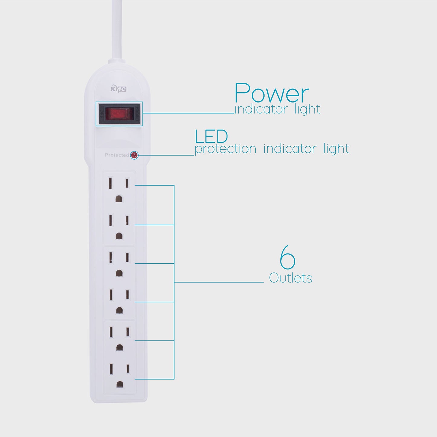KMC 6-Outlet Surge Protector Power Strip 2-Pack