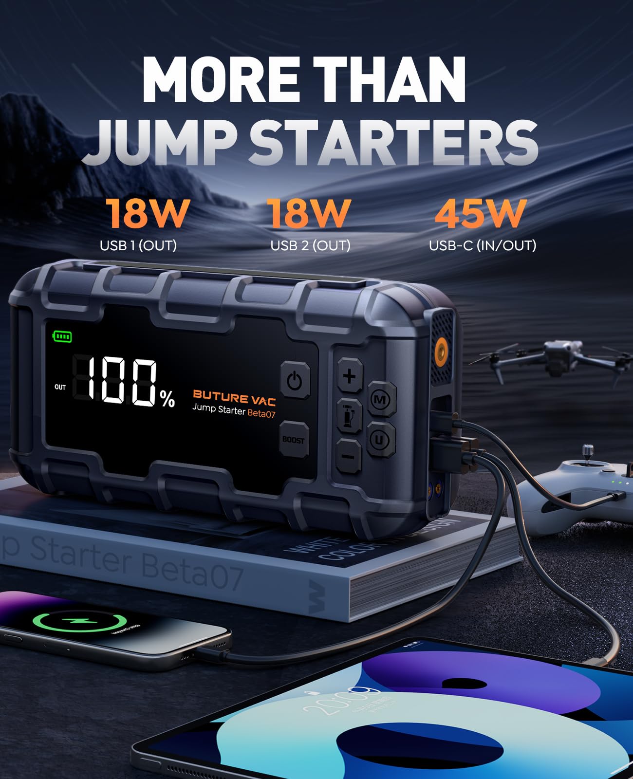 10-in-1 Portable Jump Starter with Air Compressor