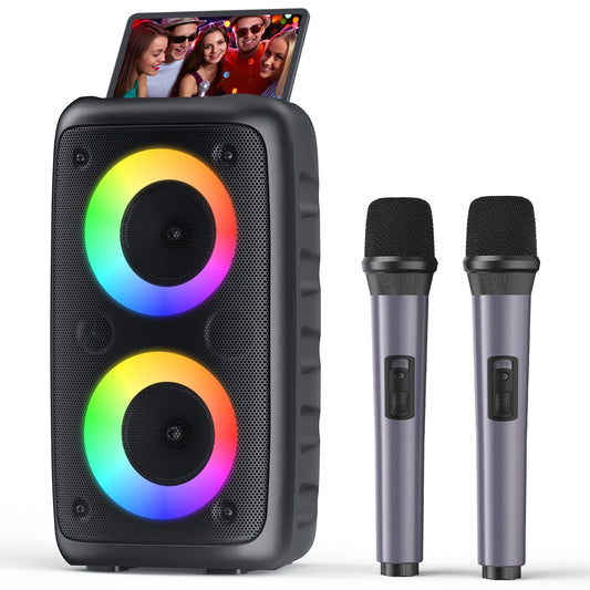 Portable Bluetooth Karaoke Machine with 2 Microphones