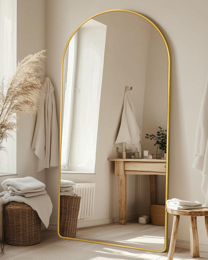 Arched Gold Full Length Floor Mirror 58"x21"