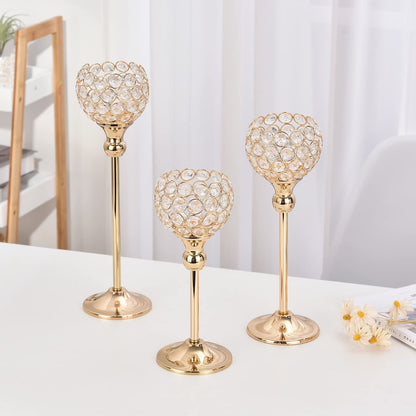 3-Piece Crystal Candle Holders for Home Decor