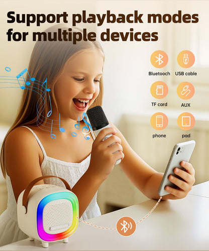 Mini Karaoke Machine Speaker for Kids Adults, Portable Bluetooth with 1 Wireless Microphones, Children's Day Birthday Gift Ideas for Toys for Teens Boys and Girls Aged 4, 5, 6, 7, 8, 9, 10, 11, 12+