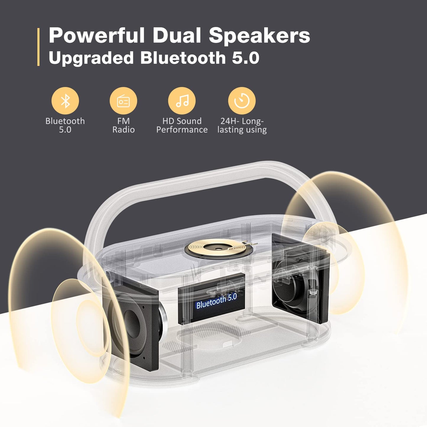 Bluetooth Speaker with Wireless Charger and Night Light
