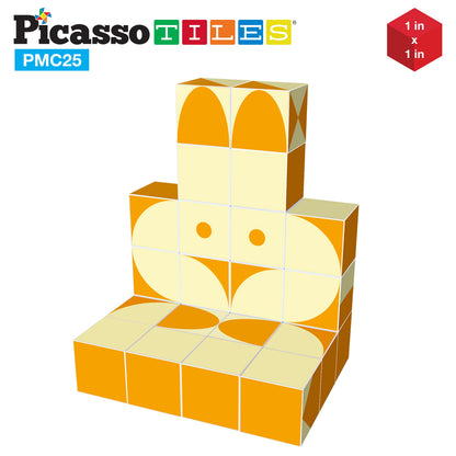 Picasso Cubes 25 Piece Magnetic Puzzle Game Magic Cube Puzzles Brain Teaser Set Kids Toy Magnet Pattern Block Matching Toys with Free Ideabook 150+ Inspirations Included STEM Learning Early Education