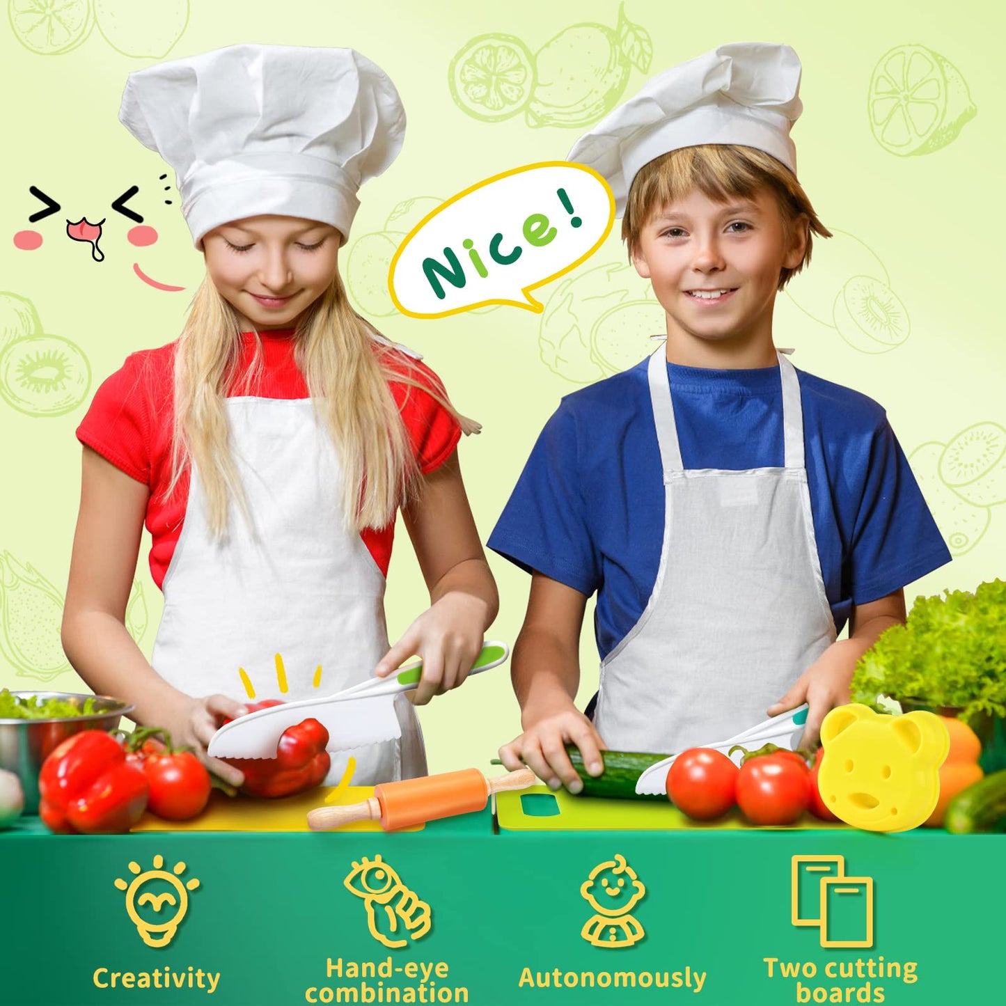 15-Piece Kids Cooking Tool Set for Toddlers