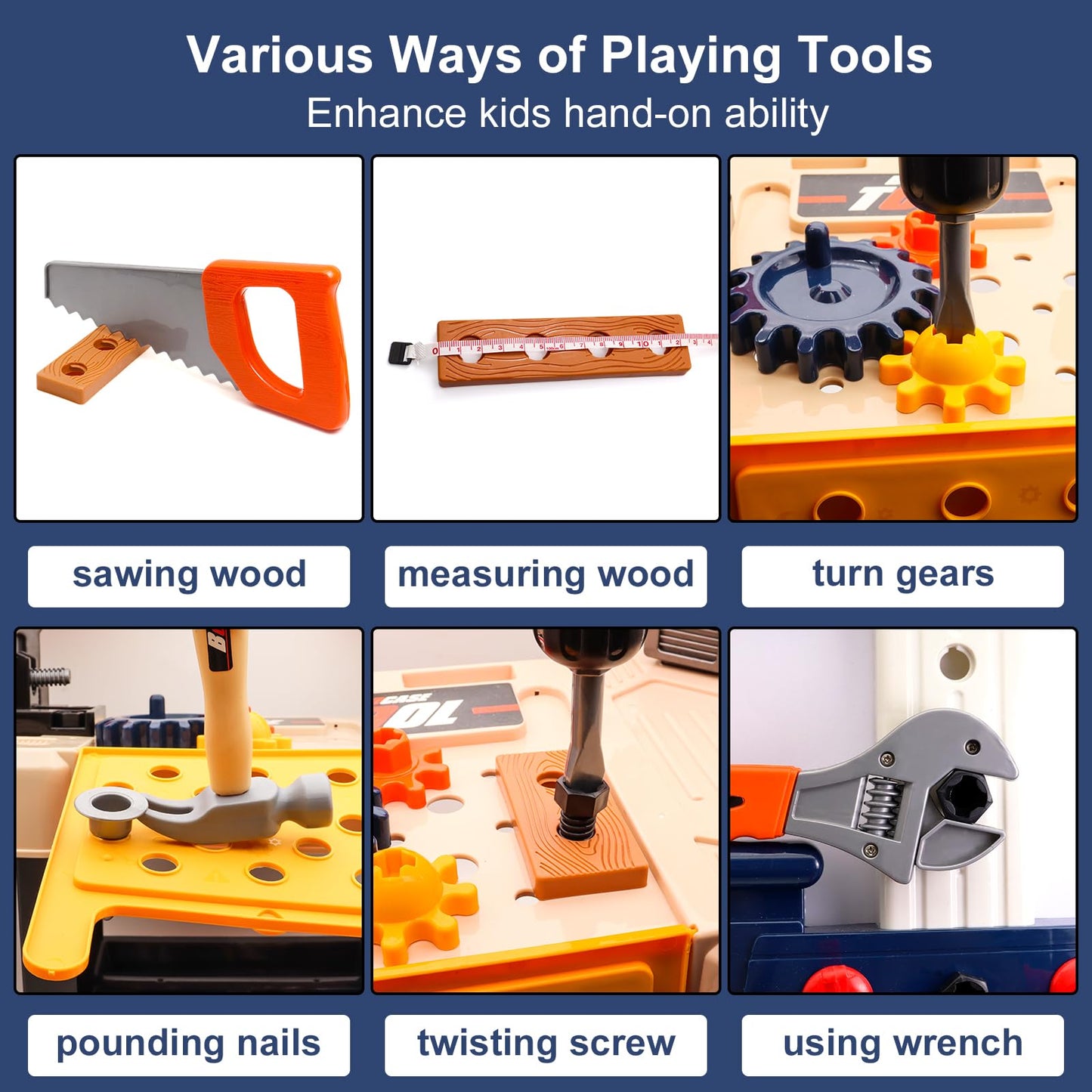 Kids Tool Bench Set with Electric Drill, 78 Pieces