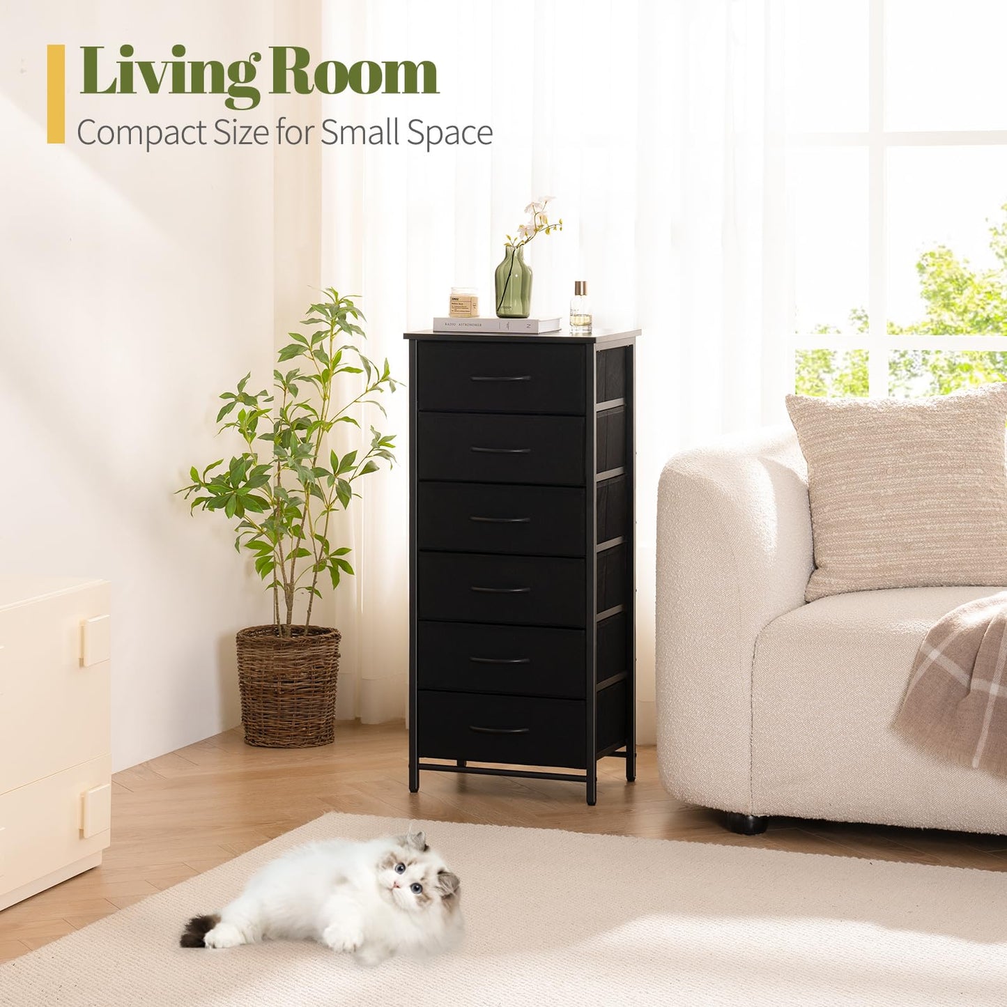 Yoobure Tall Nightstand with 6 Storage Drawers