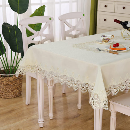 ZHUIDUSI Lace Tablecloth Rectangular Summer Fall Flower Decor Macrame Tablecloth for Dining-Room|Kitchen Party|Outdoor|Holiday Dinner (Beige, Rectangle/Oblong 60 in x 120 in)
