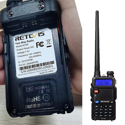 Retevis RT-5R Dual Band Two Way Radio,Ham Radios,with Shoulder Mic,Emergency Radio,1400mAh Battery,Long Range Walkie Talkies for Amateur Camping Hunting (2 Pack)