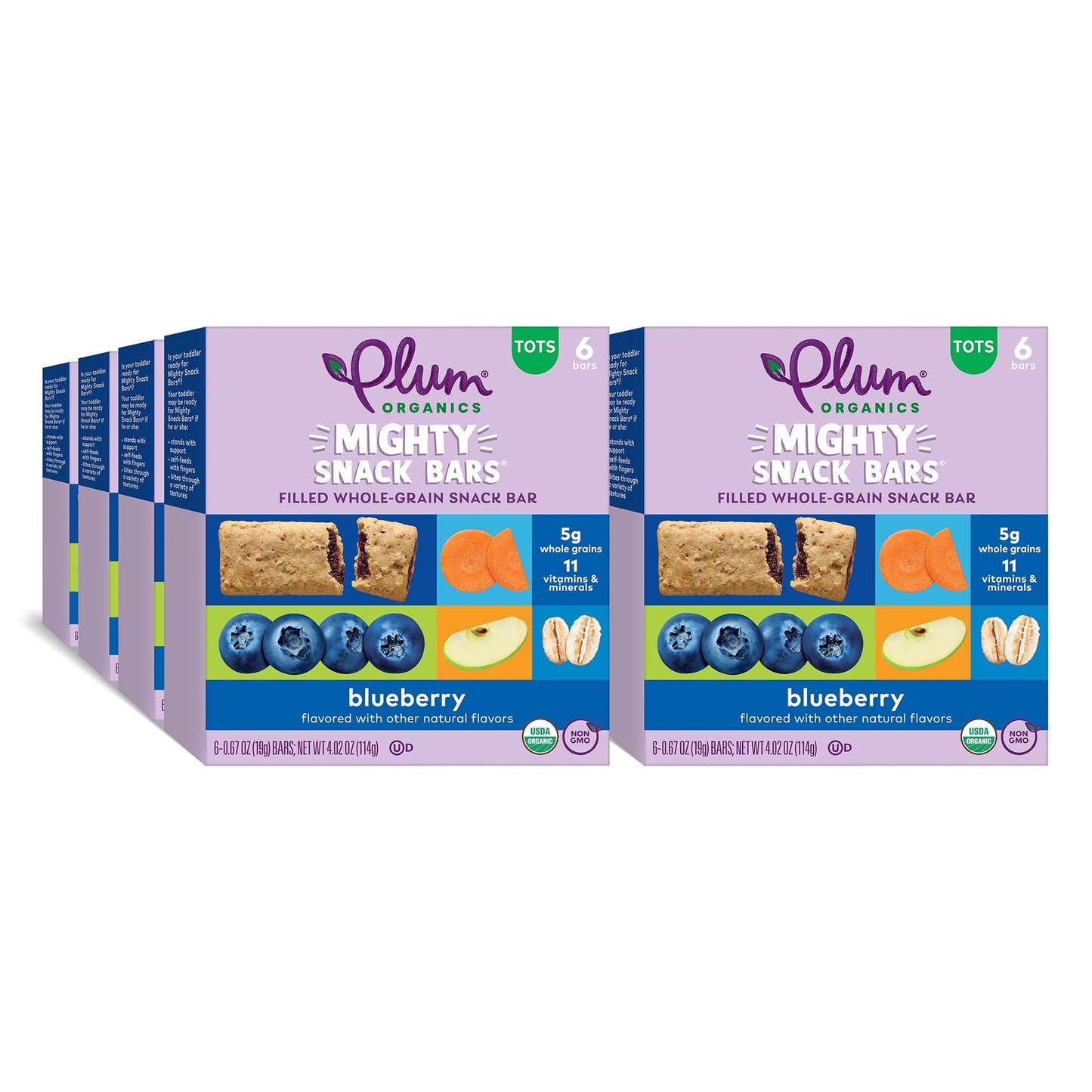 Plum Organics Blueberry Snack Bars - Pack of 48