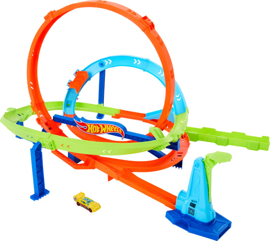 Hot Wheels Toy Car Track Set, Action Loop Cyclone Challenge Playset & 1:64 Scale Vehicle, 2 Ways to Play, Easy Storage