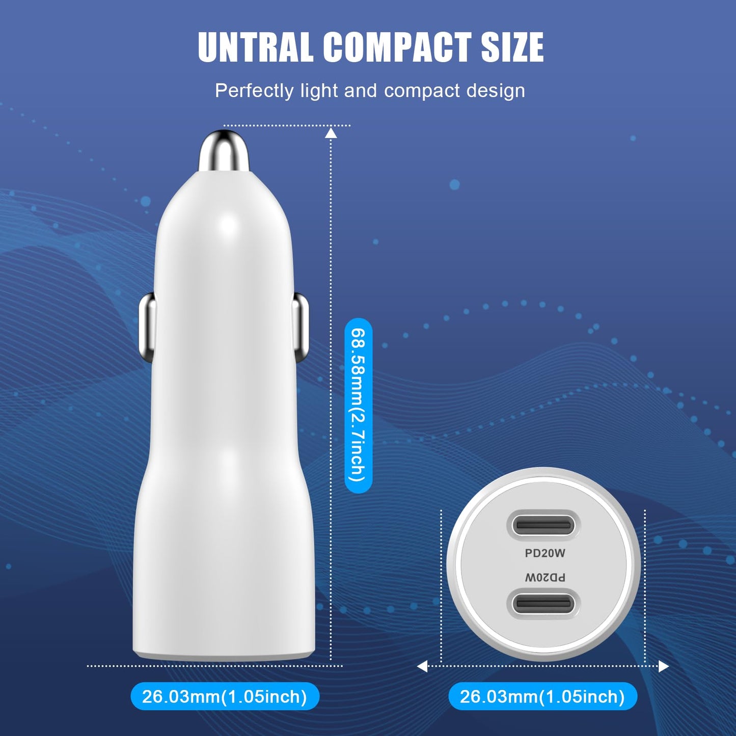 USB C Car Charger 40W Dual 2 Pack