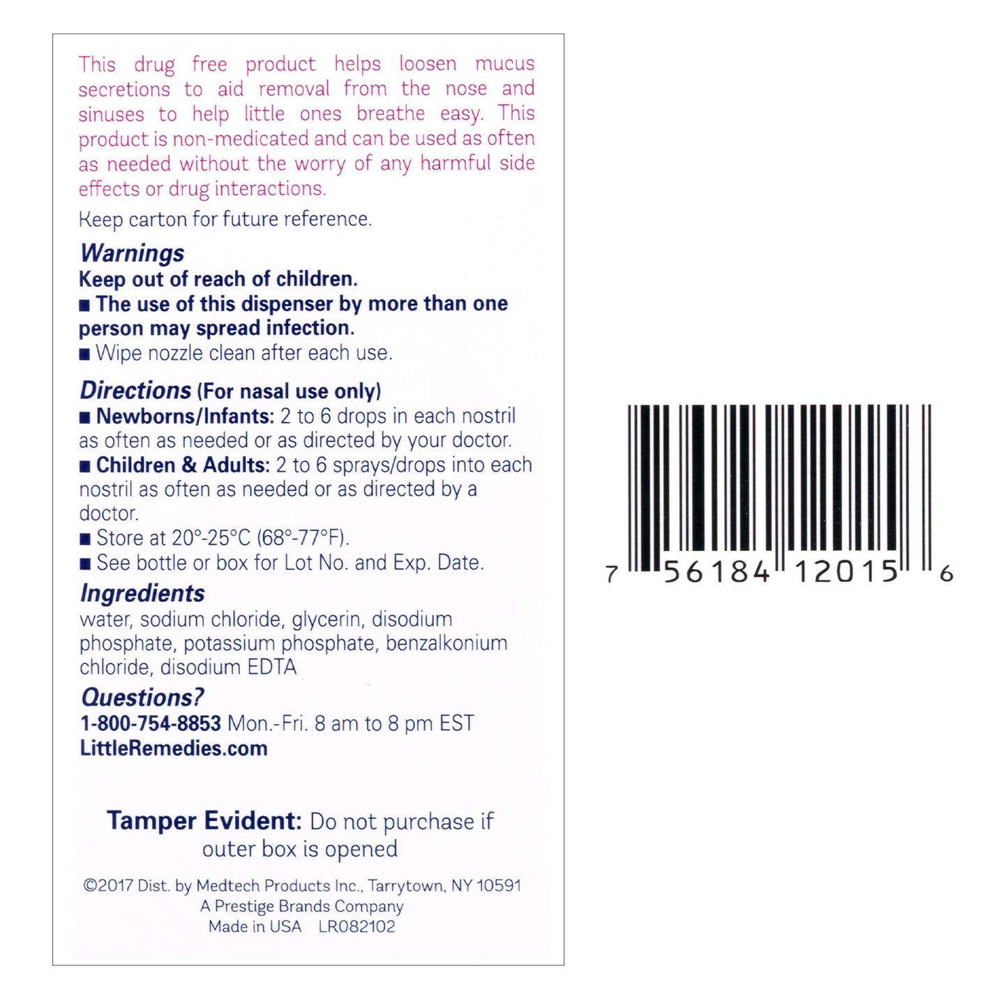 Little Remedies Saline Spray for Newborns, 0.5 oz