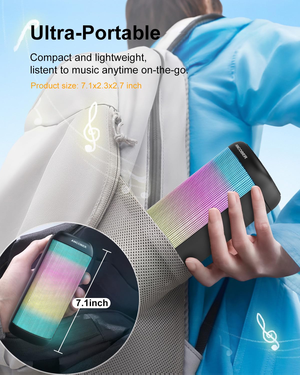 Portable Bluetooth Speaker with HD Stereo Sound