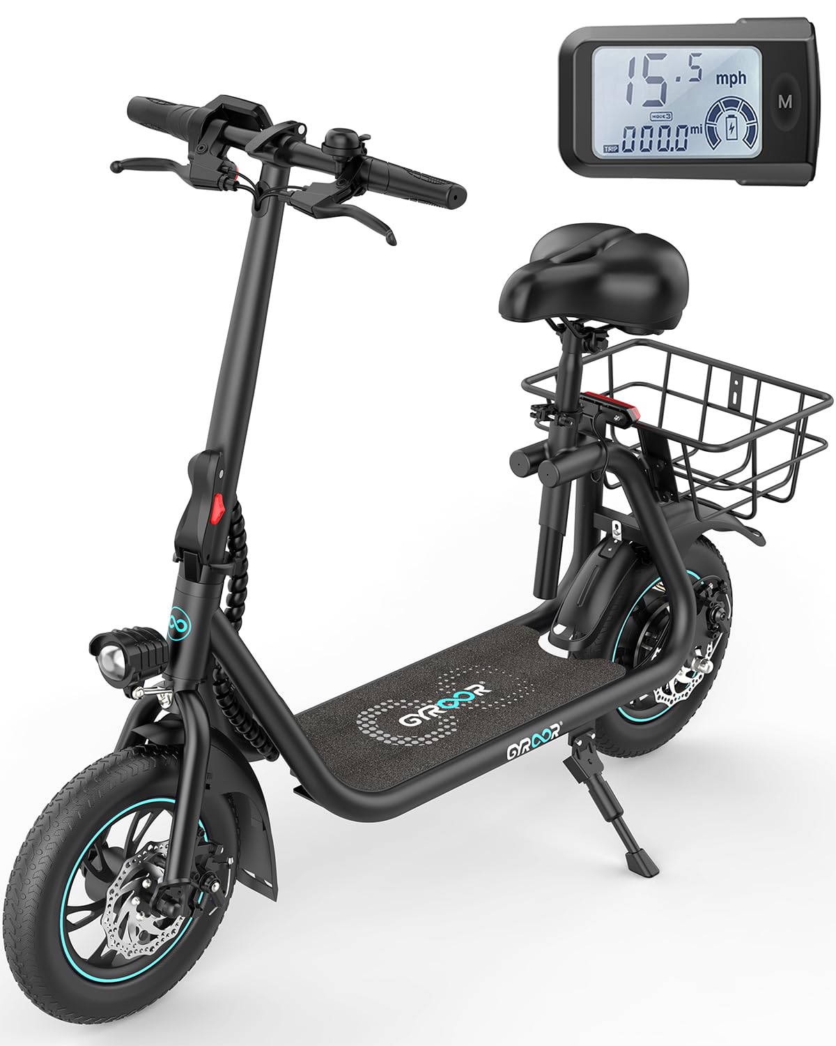 Gyroor Adults Electric Scooter, 450W Motor 20Mile-Max Distance 15.5MPH, Fashion Electric Scooter for Short Distance Commuting，C1-Bright