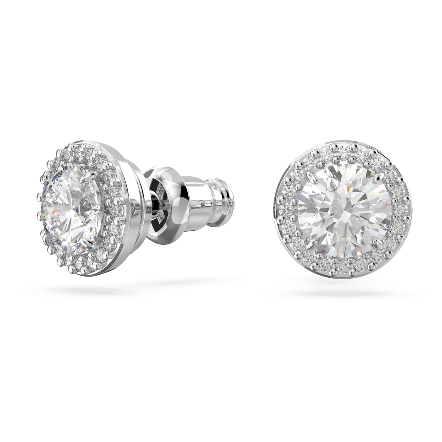 Swarovski Constella Pierced Stud Earrings, White Crystals on a Rhodium Finish Setting, Part of the Constella Collection