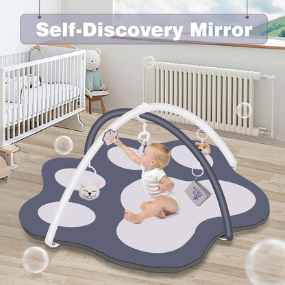 Oversized Cat-Shaped Baby Play Mat with Toys