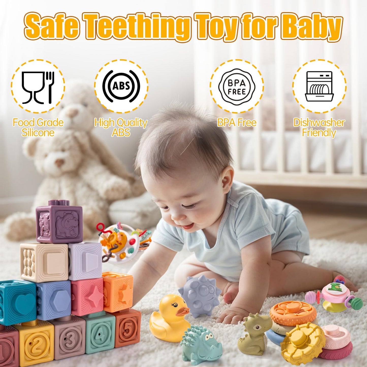 Montessori Stacking Toy Set for Babies 0-12 Months