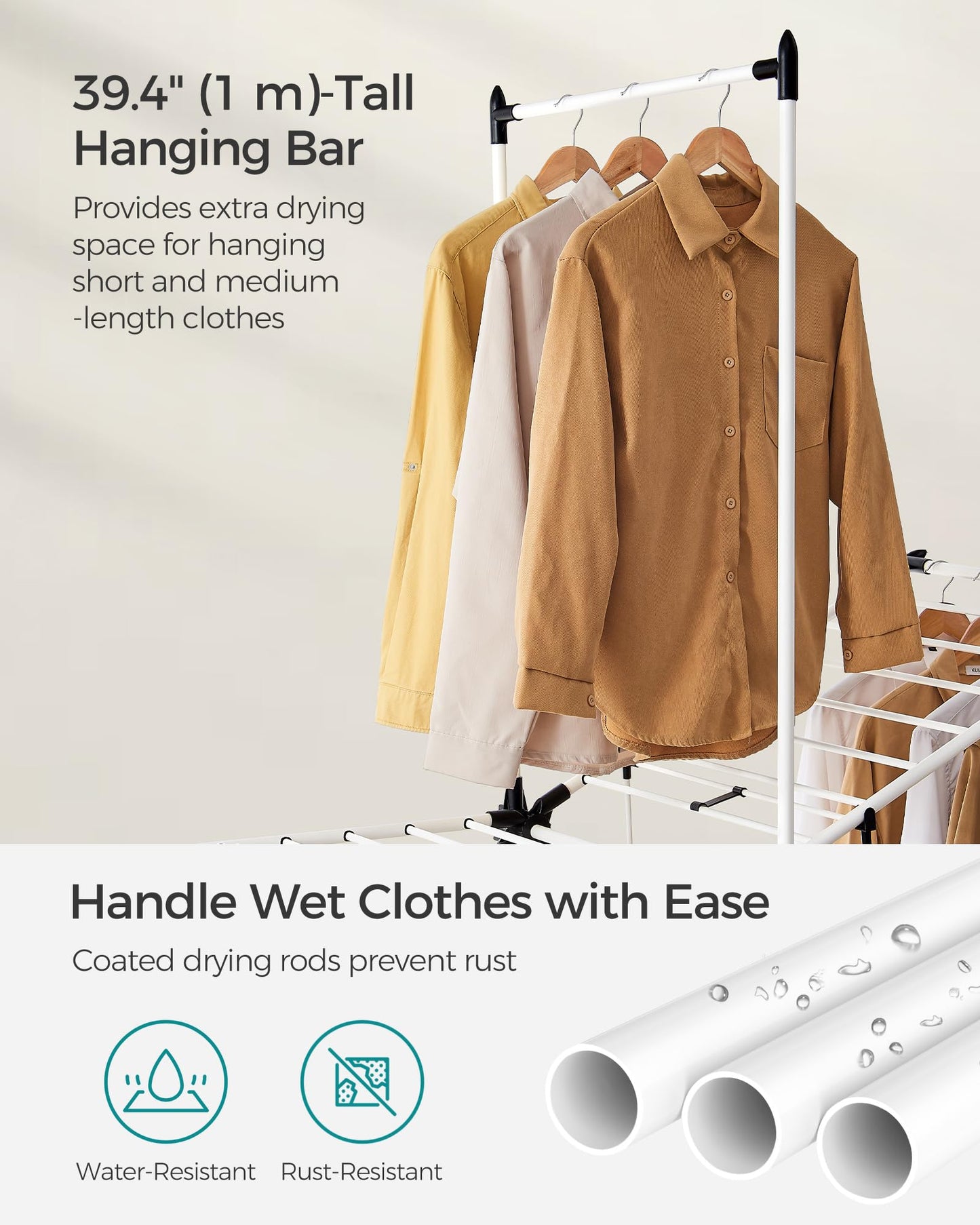 SONGMICS Foldable 2-Level Laundry Drying Rack