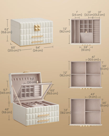SONGMICS 3-Tier Jewelry Box with Mirror