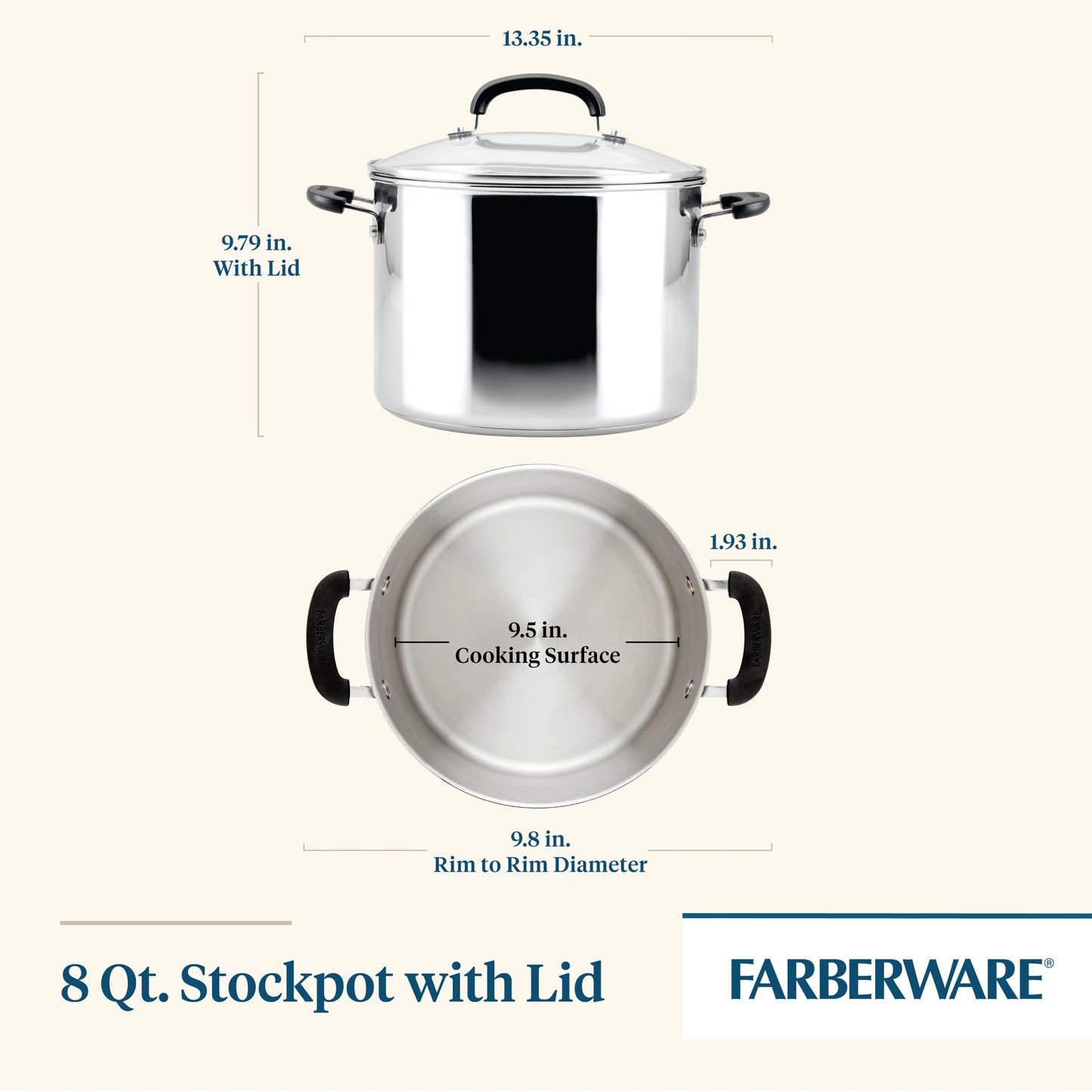 Farberware 8 Quart Stainless Steel Stockpot with Lid