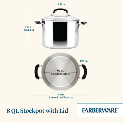 Farberware 8 Quart Stainless Steel Stockpot with Lid
