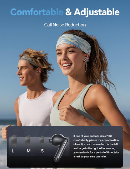 Wireless Bluetooth Earbuds: White Elephant Gifts Stocking Stuffers for Adults/Teens/Men, 13mm Drivers Hi-Fi Deep Bass, 30H Playtime, Touchscreen Control, Mic for Calls, IPX5 Water-Resistant, Black