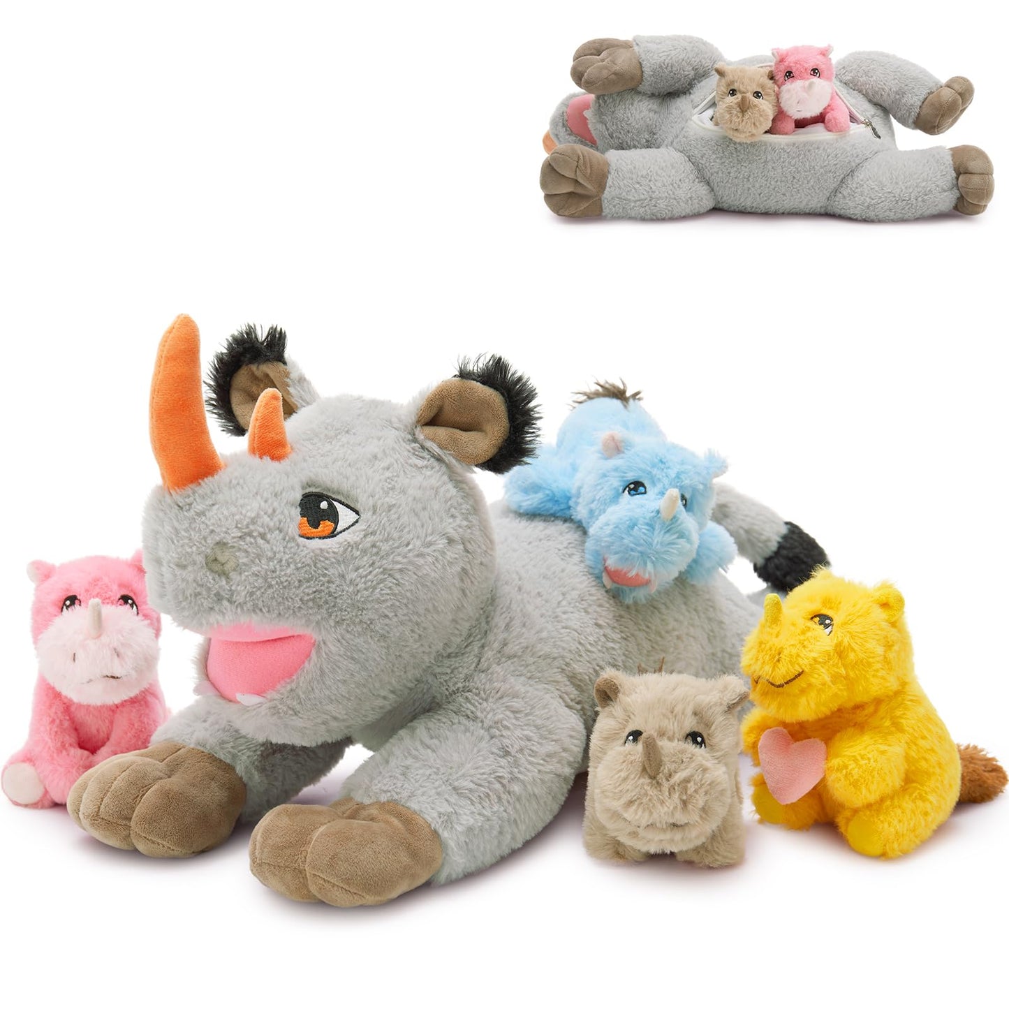 Rhino Stuffed Animal Plush with Baby Rhinos Inside