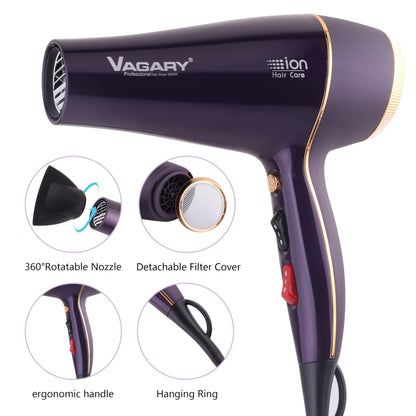 VAGARY 2200W Ionic Hair Dryer with Diffuser