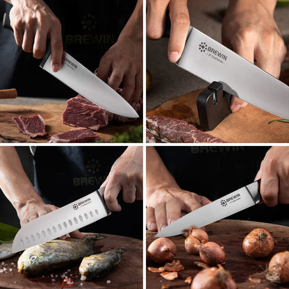 Brewin Professional Kitchen Knives, 3PC Chef Knife Set Sharp Knives for Kitchen High Carbon Stainless Steel, Japanese Cooking Knife with Gift Box