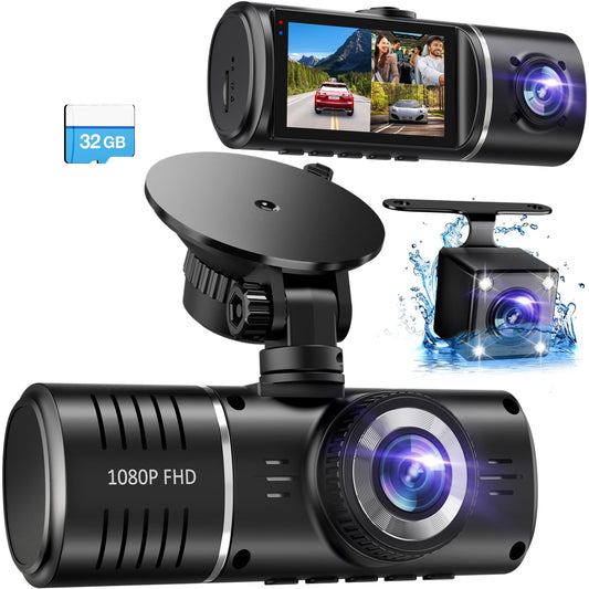 3 Channel Dash Cam with 32GB Card
