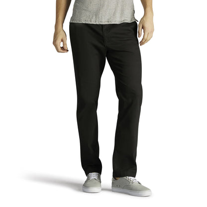 Lee Men's Extreme Motion Flat Front Slim Straight Pant Black 31W x 30L