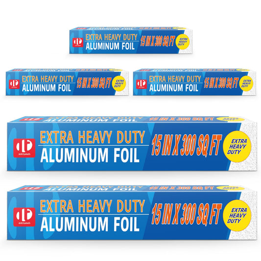 Pack of 5, 12 Inch × 300 sq. Extra Heavy Duty Aluminum Foil