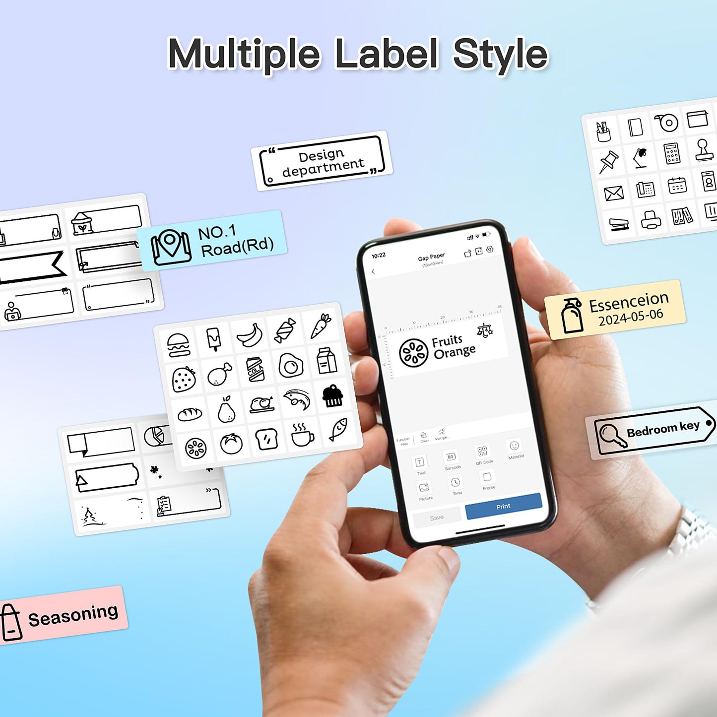 POLONO P31S Label Maker Machine with Tape, Portable Thermal Printer, Portable Bluetooth Label Printer for Organizing Storage Office Home, Sticker Maker Mini Label Maker with Multiple Templates, White