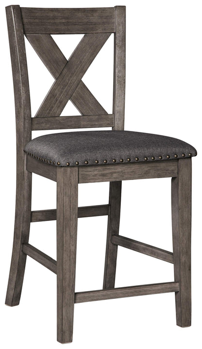Signature Design by Ashley Caitbrook Rustic 24.63" Counter Height Upholstered Barstool, Set of 2, Gray