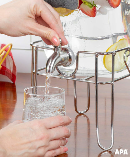 Ilyapa 1 Gallon Glass Beverage Dispenser with Spigot