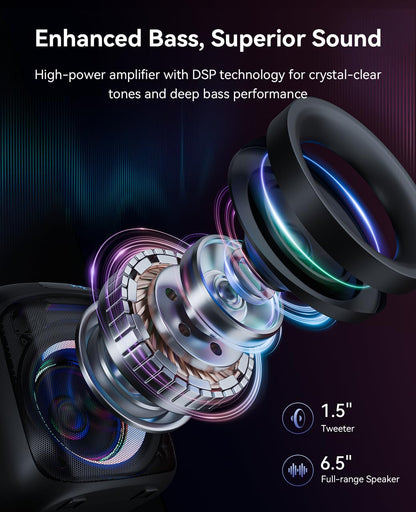 Portable Bluetooth Karaoke Machine with 2 Microphones