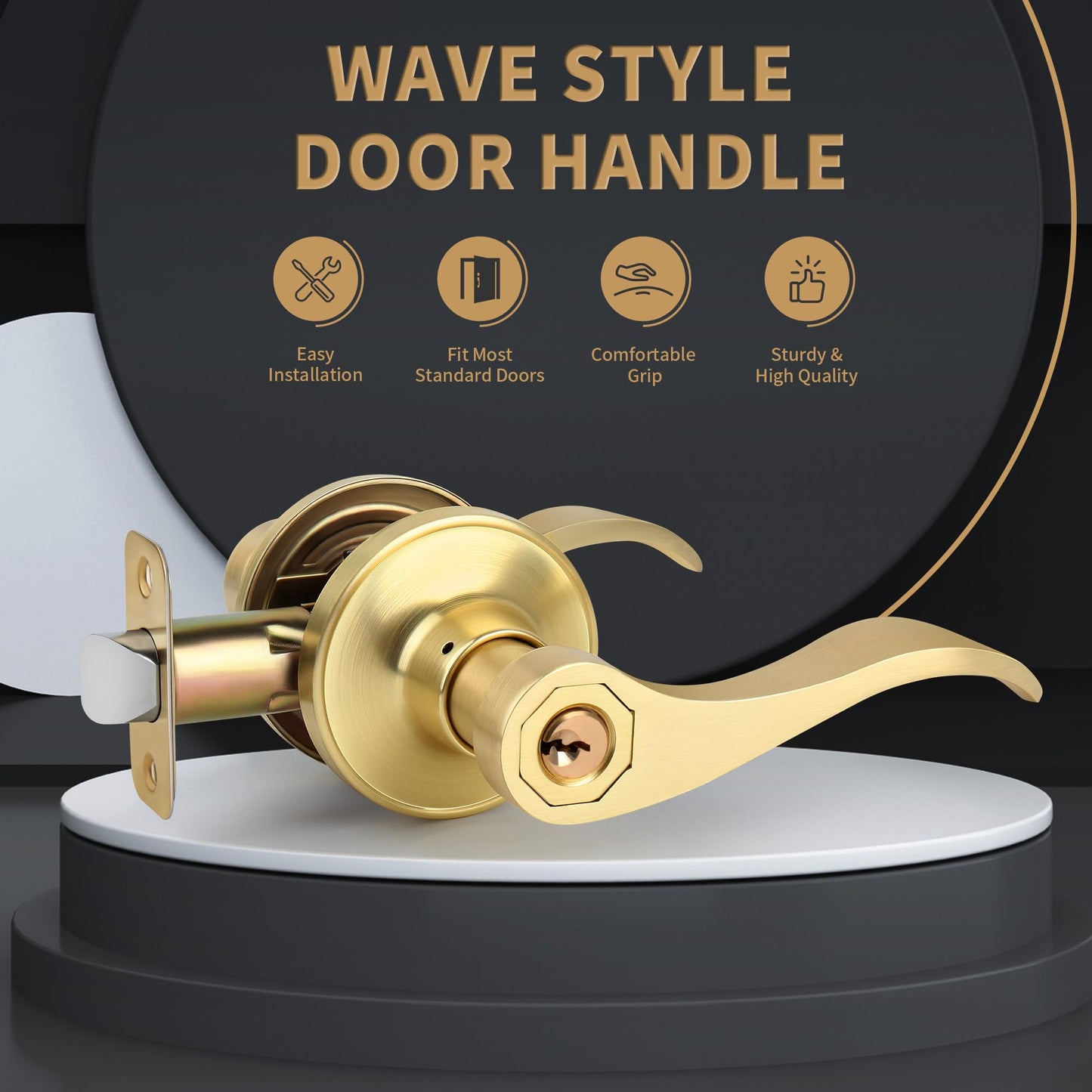 Brushed Gold Wave Door Lever Handles 10 Pack