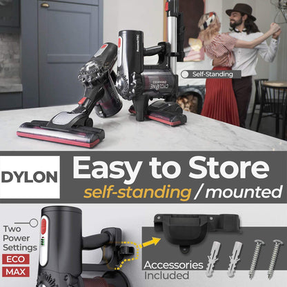 Roomie Tec Dylon Cordless Stick Vacuum Cleaner, Self-Standing, Up to 25min, Advanced Filtration System