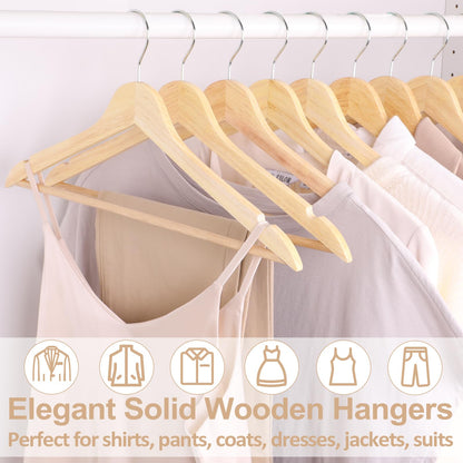 Wooden Coat Hangers 30 Pack with Swivel Hooks
